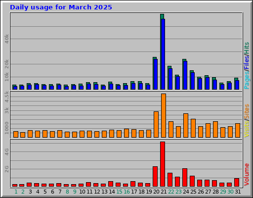 Daily usage for March 2025 Daily usage for March 2025
