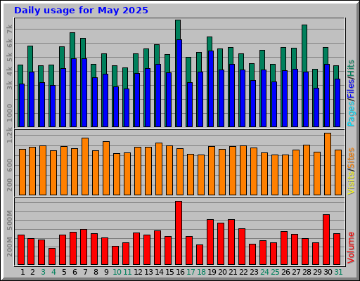 Daily usage for May 2025
